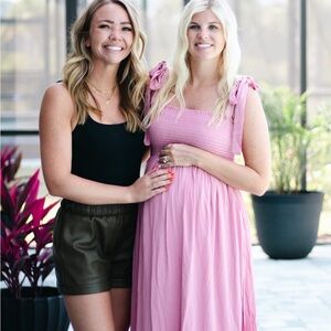 MATERNITY Pink Smocked Maxi Dress